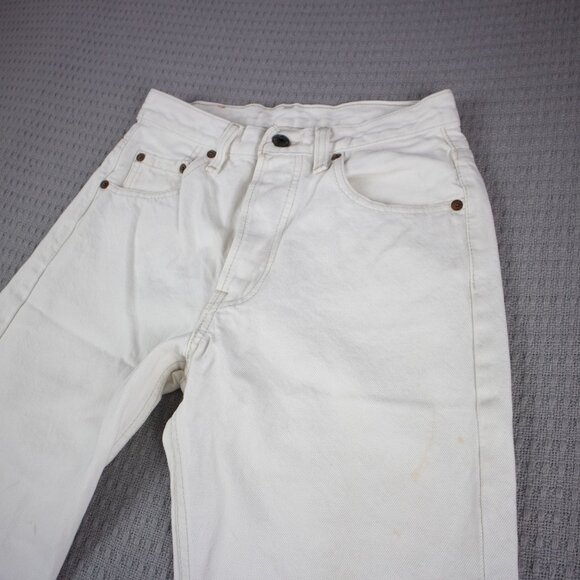 Levi's 501 White Thrashed 2000s Vintage Jeans 28x32 - Picture 4 of 8